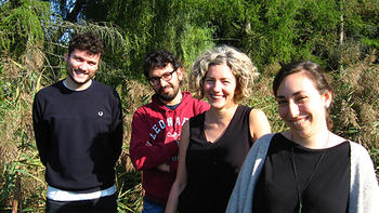 Klingemühle September 2018. Von links nach rechts: Luís, Sergio, Sophie & Beatriz.