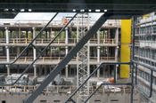Blick aus dem Fenster im zweiten Stock
