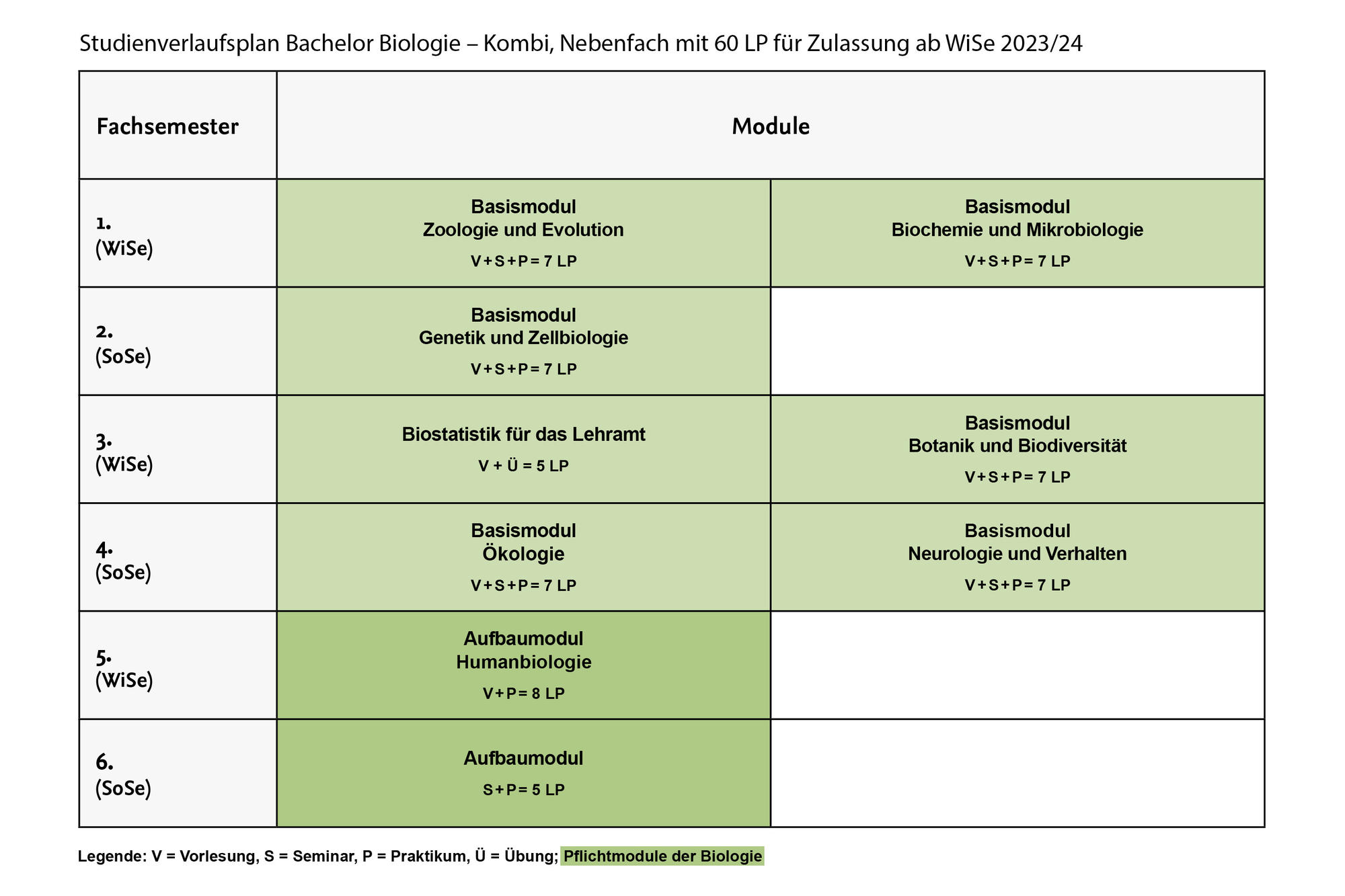 Studienverlauf Bachelor Kombi Nebenfach ab WiSe2023-24